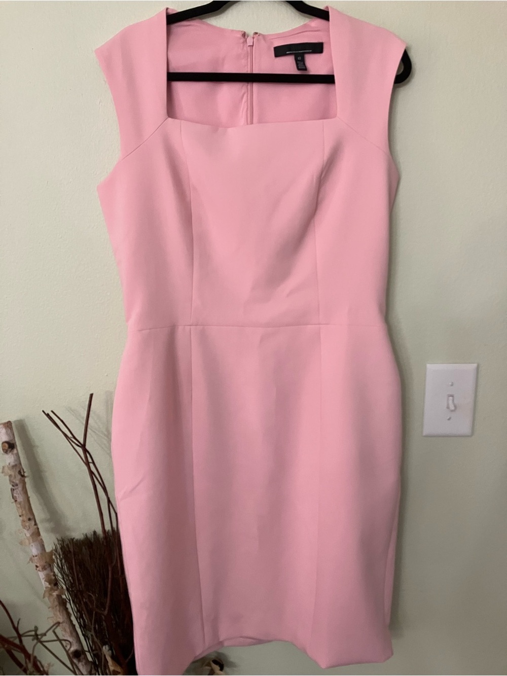 White House Black Market WHBM pastel pink mod midi zip up dress